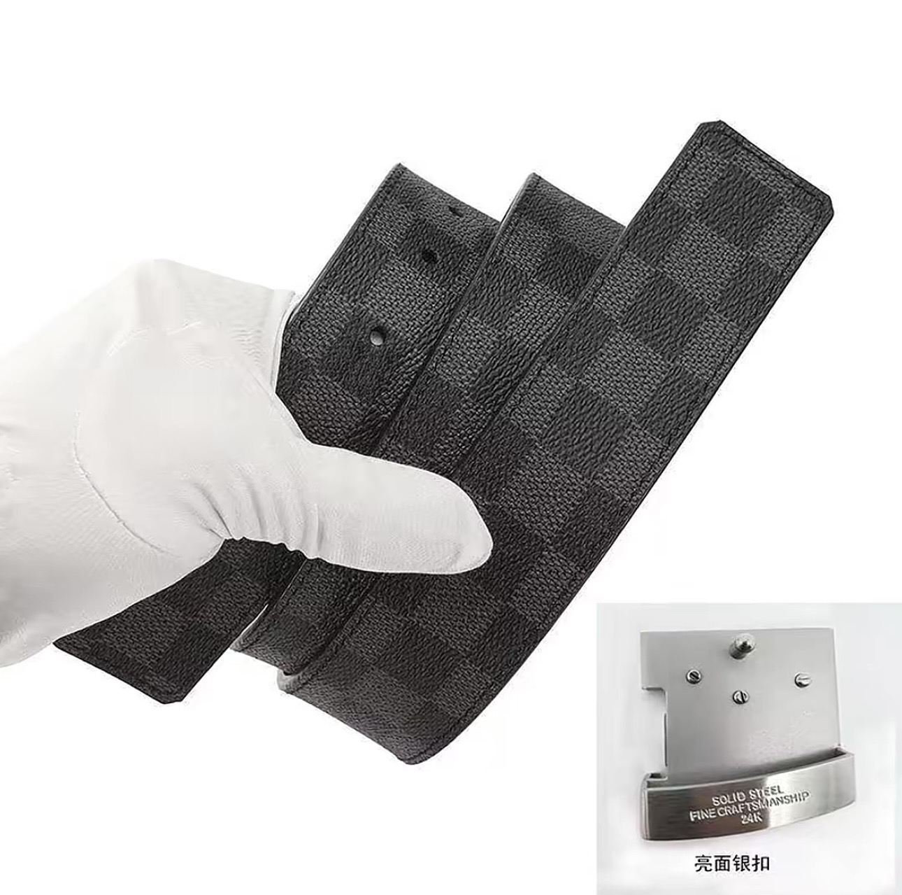 L经典男款高档男士腰带带身4.0宽 扣头+V带身+全套礼盒+支持NFC