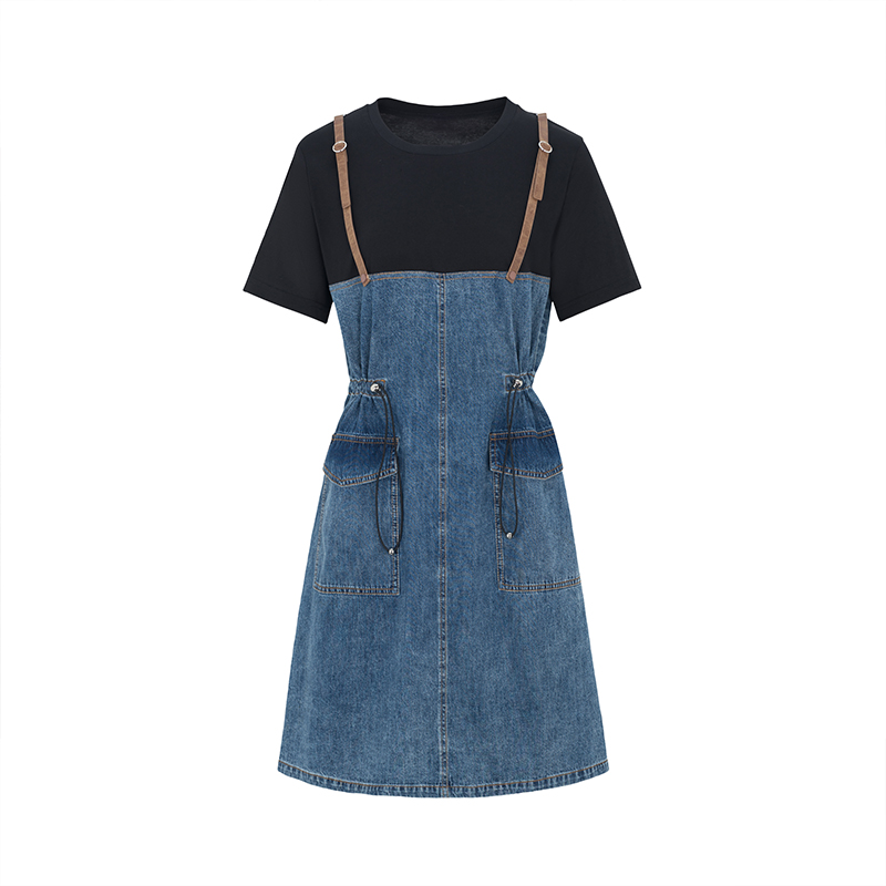 【直播专享】商场同款可调节假两件牛仔连衣裙N194A32940