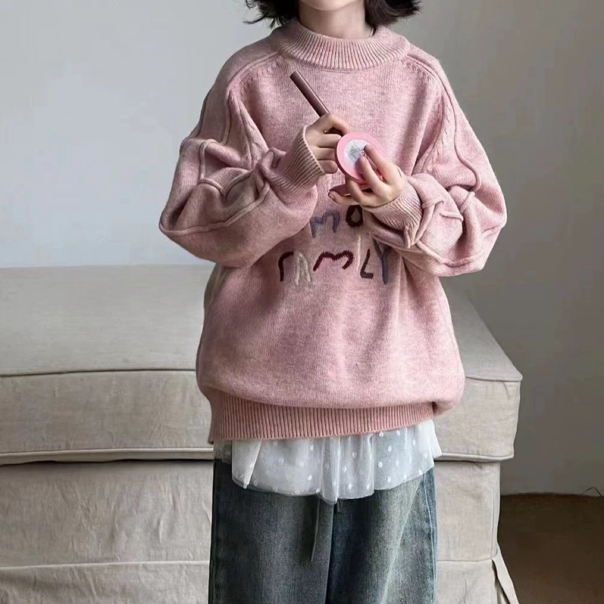 字母刺绣针织毛衣89202