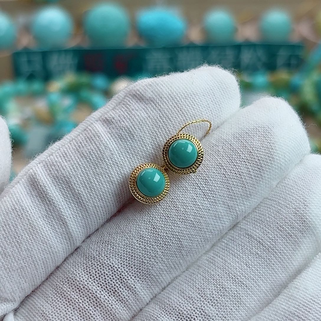 绿松石18K金镶嵌珠宝奇石