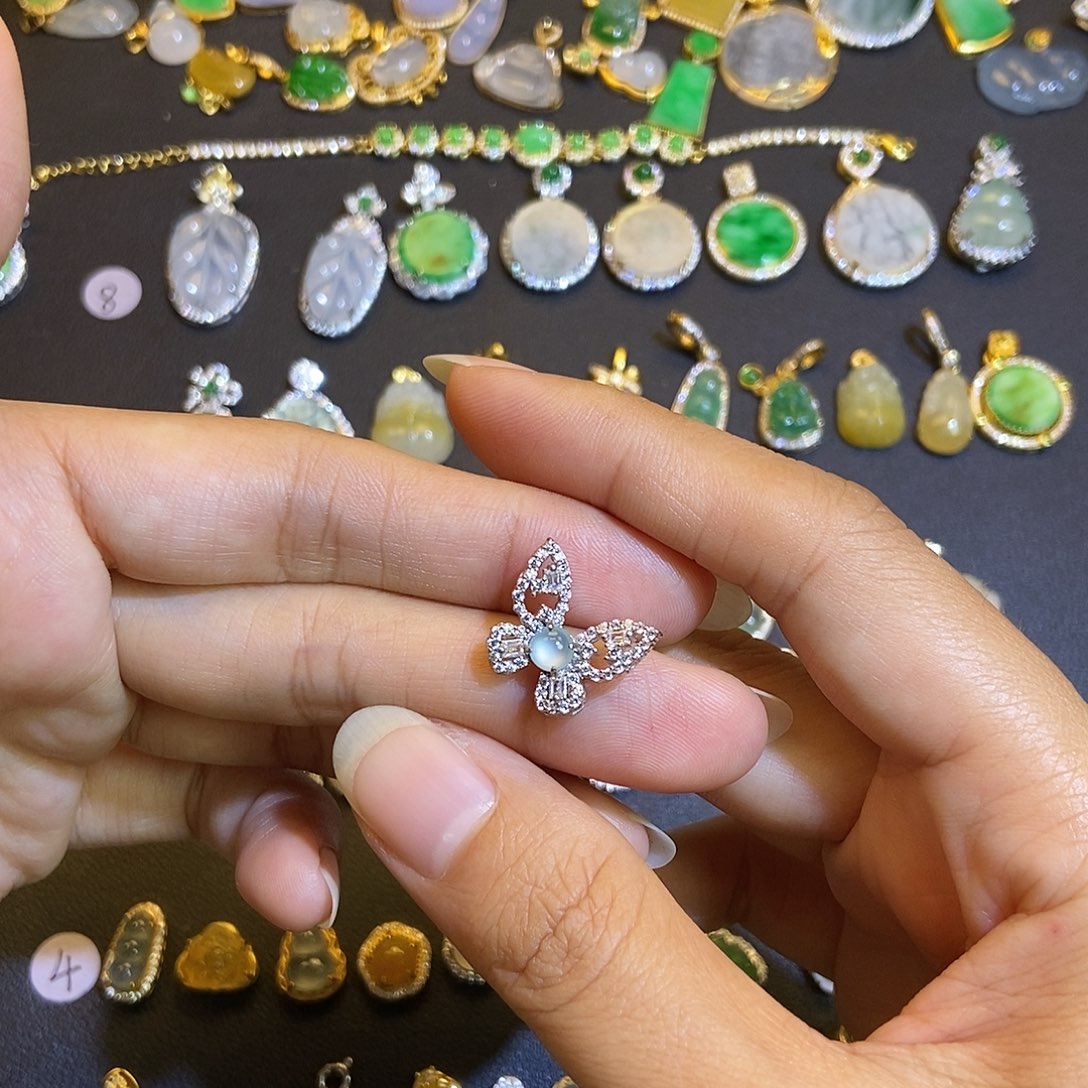 翡翠银S925镶嵌吊坠(不含链)