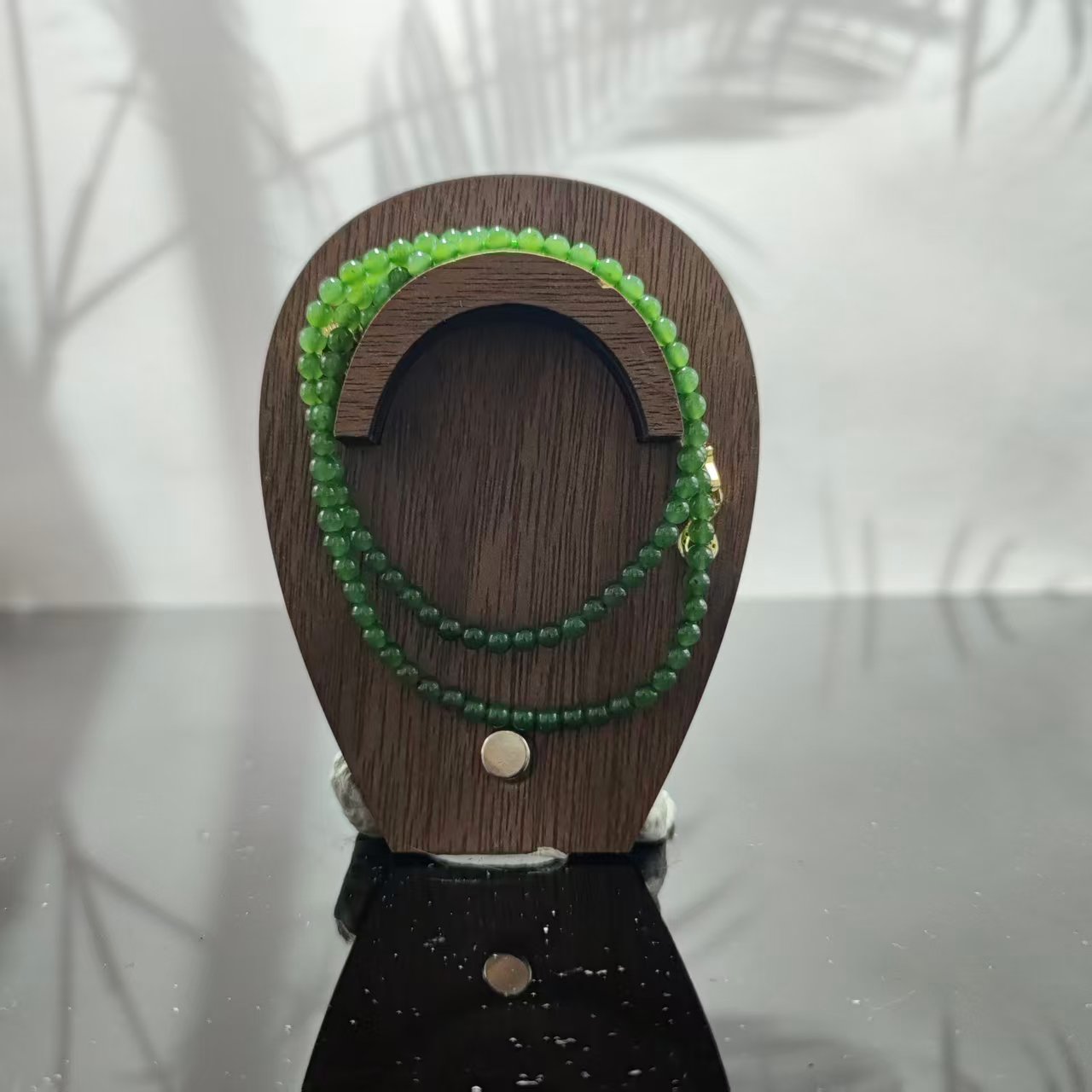 P和田玉碧玉圆珠项链（卡4）0327