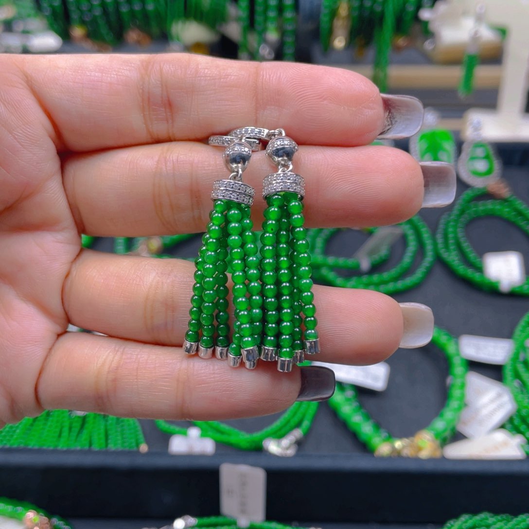 未镶嵌翡翠耳饰流苏耳环