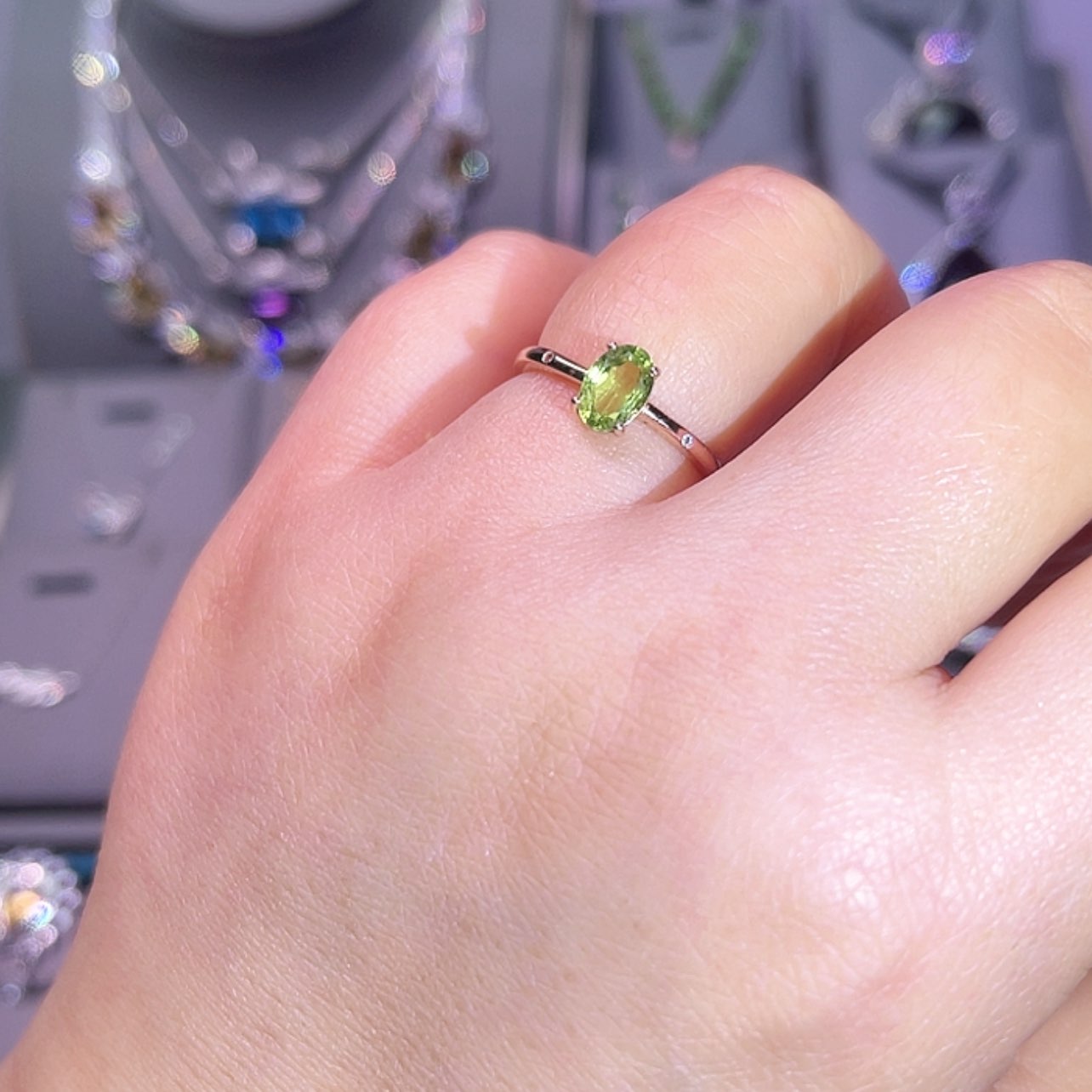 【闪购商品】橄榄石戒指银S925镶嵌