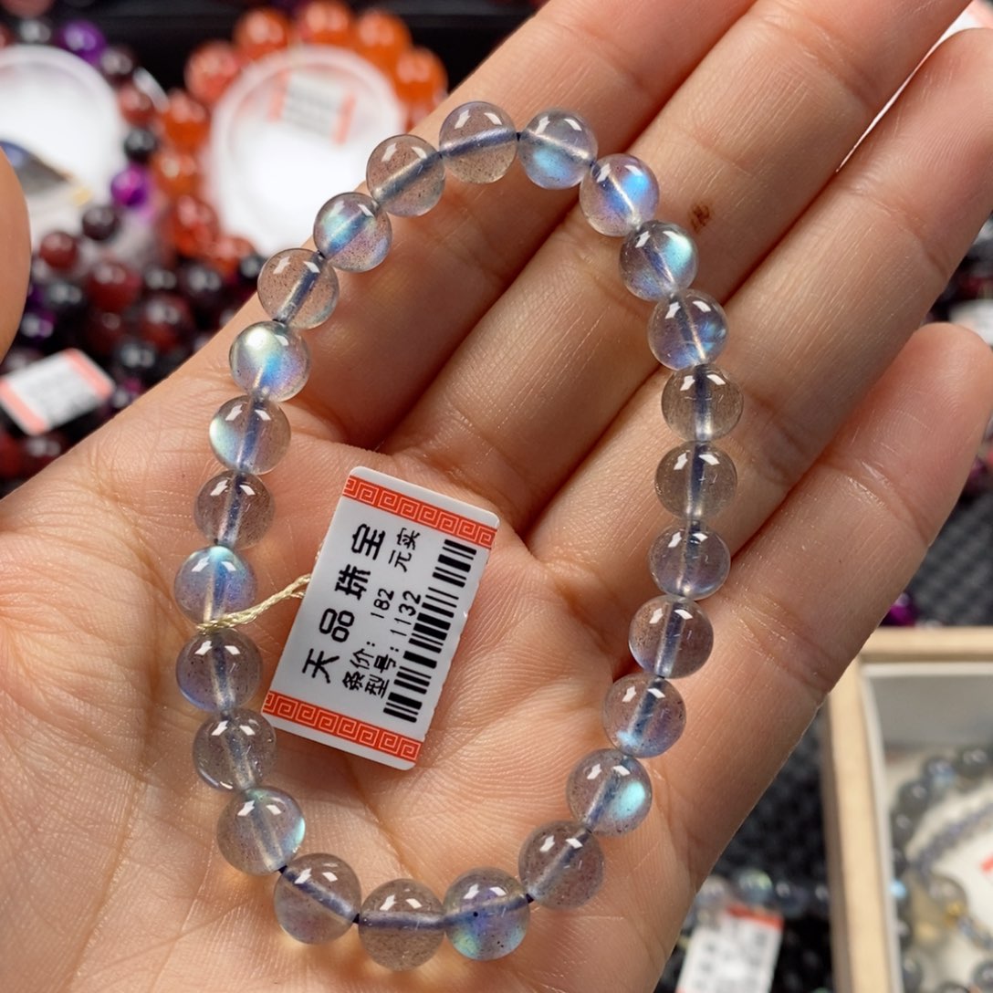 拉长石手链：1132未镶嵌雪*了