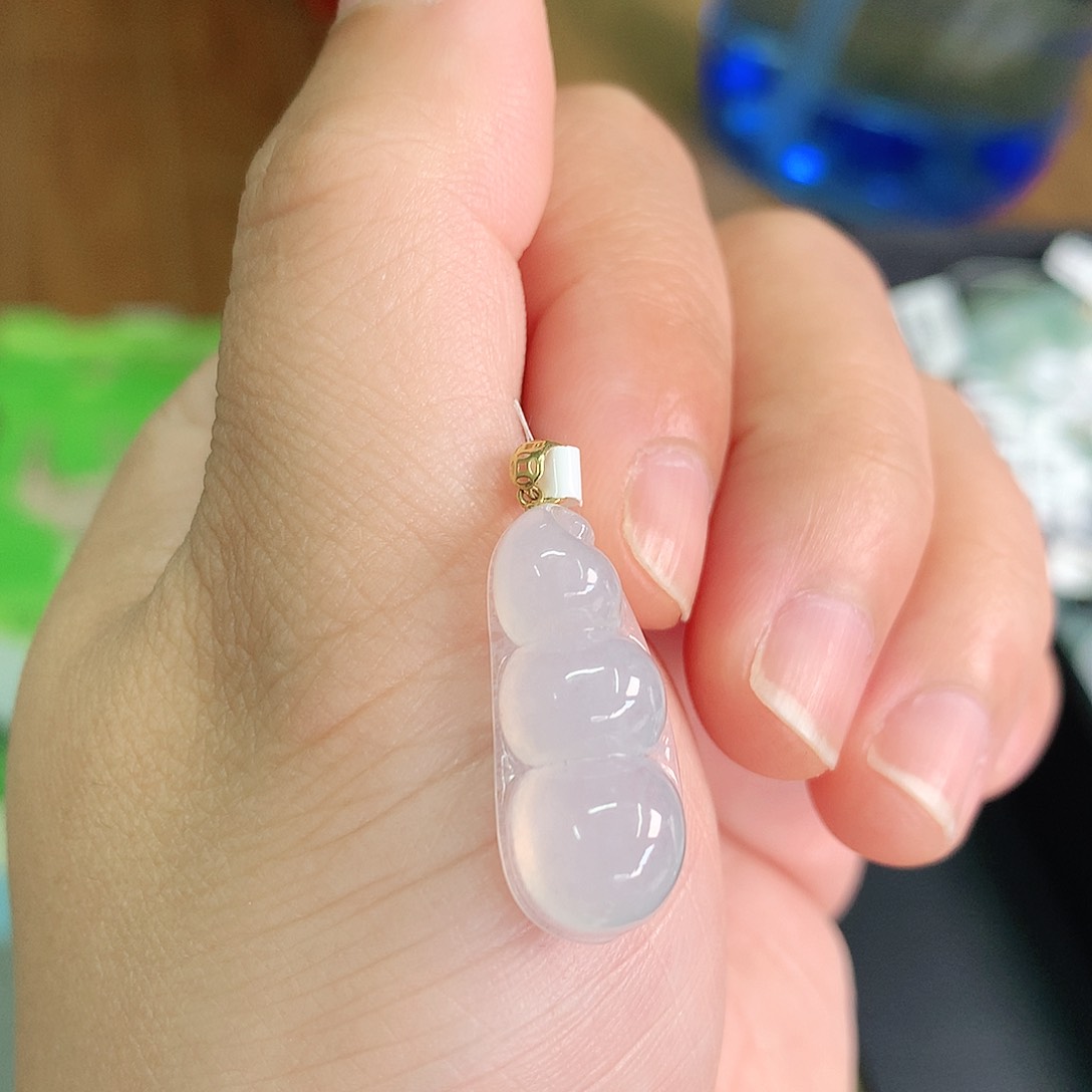 翡翠颈饰18K金镶嵌冰豆子