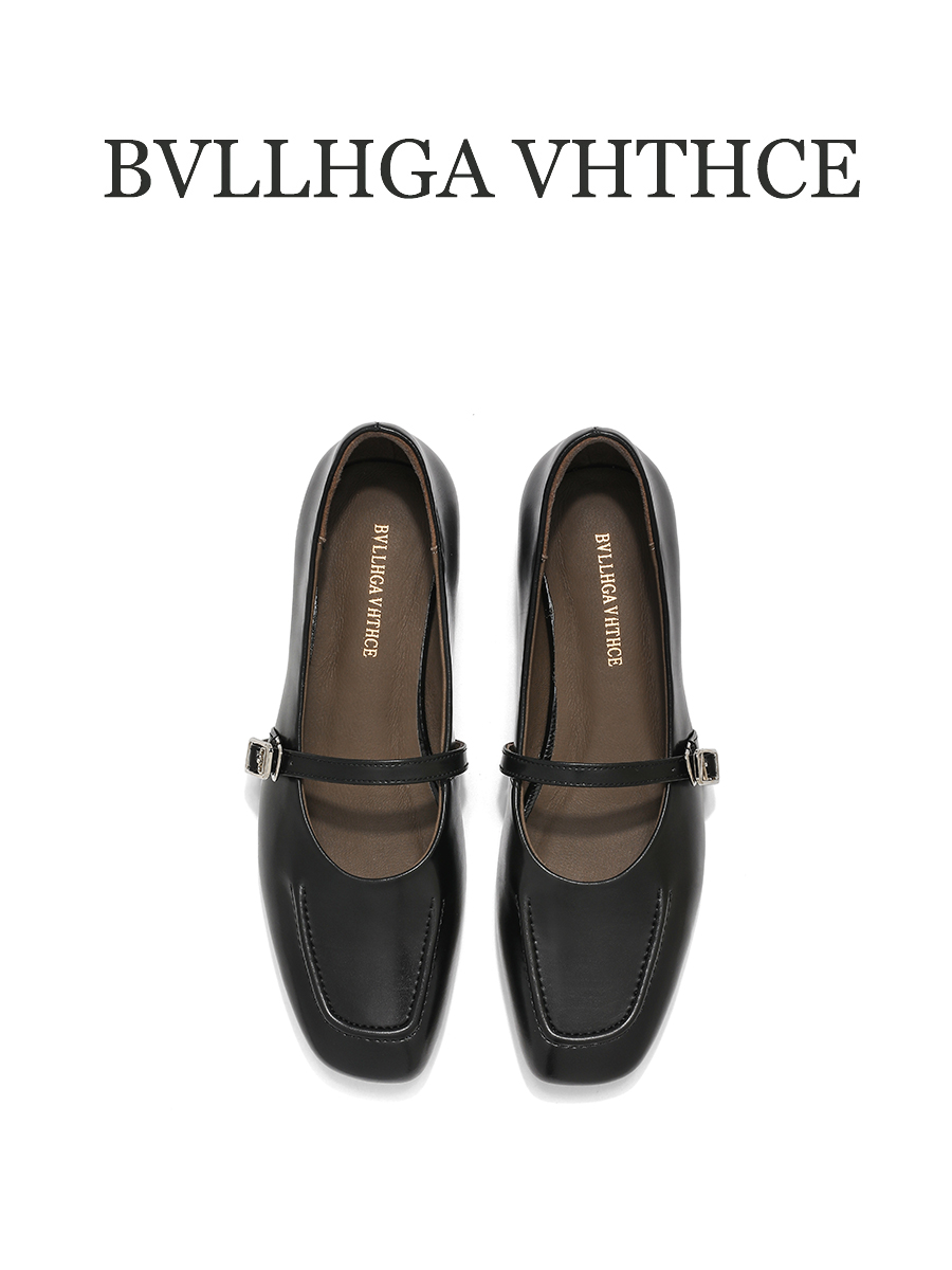BVLLHGA VHTHCE 新款设计师小方头百搭方跟胎牛皮单鞋女 618