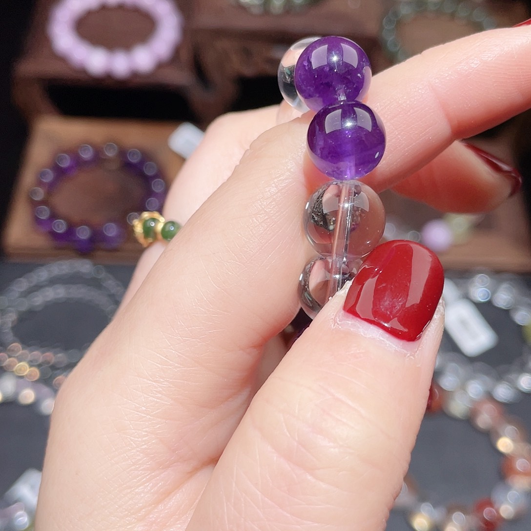 水晶手串未镶嵌紫水晶