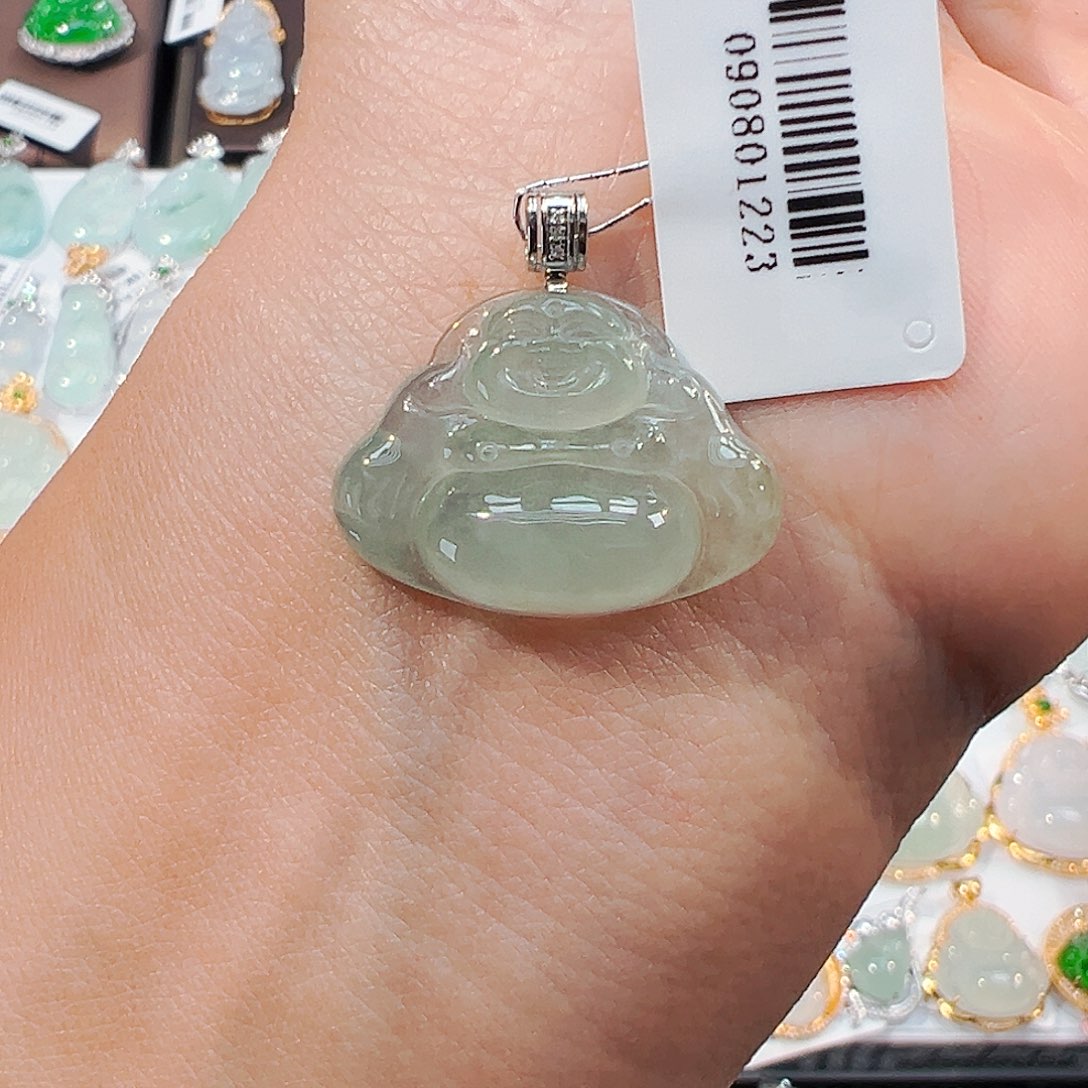 吊坠(不含链)18K金镶嵌翡翠佛公