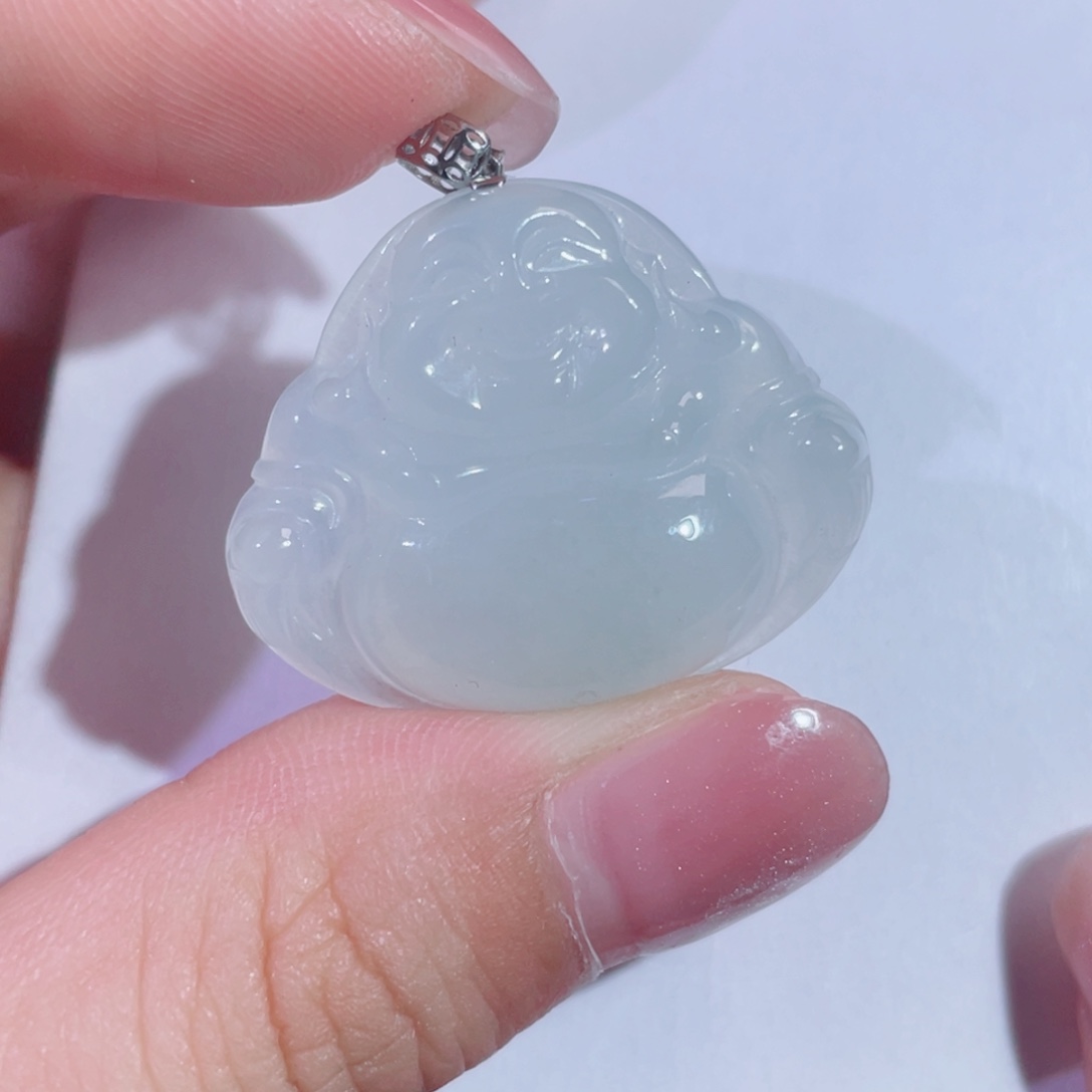 翡翠18K金镶嵌颈饰佛公