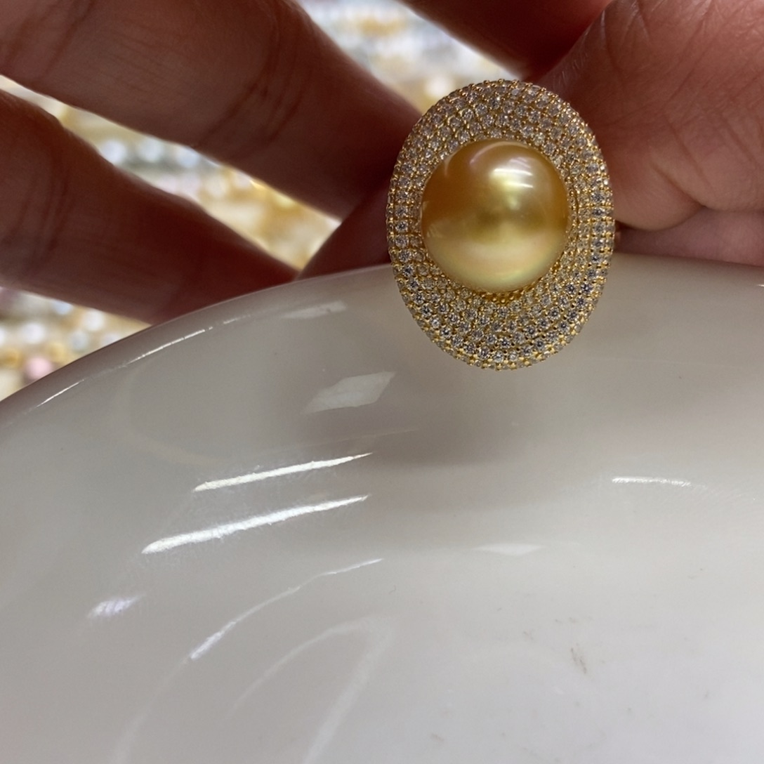 海水珍珠戒指银S925镶嵌