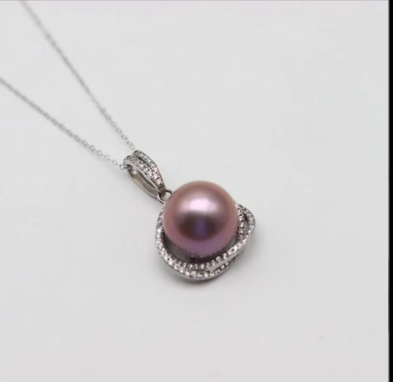 钛钢大理石项链 链子轻奢牡丹珠珠吊坠