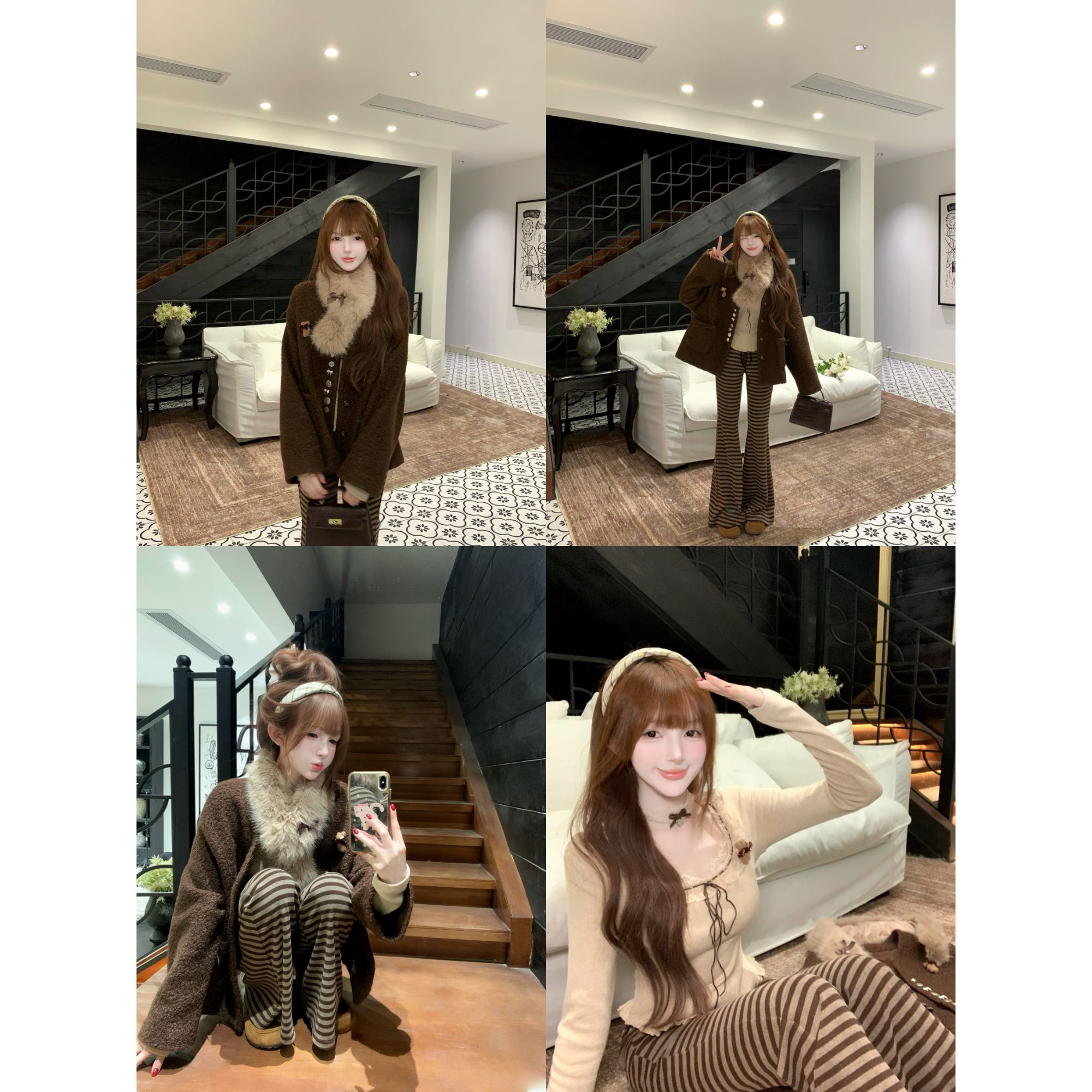 瑞茜·威瑟斯琥珀流光 秋冬网红风外套上衣百搭长裤 R2390-1L