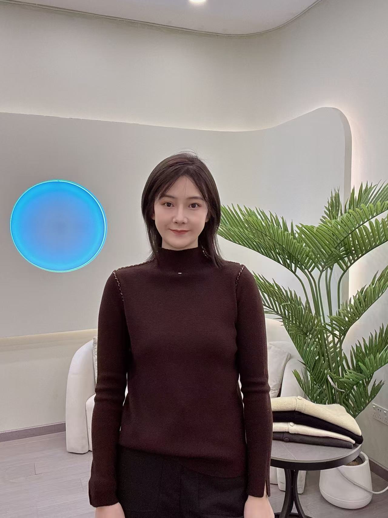高端气质手工钉珠半高领羊毛秋冬显瘦保暖针织打底衫6219