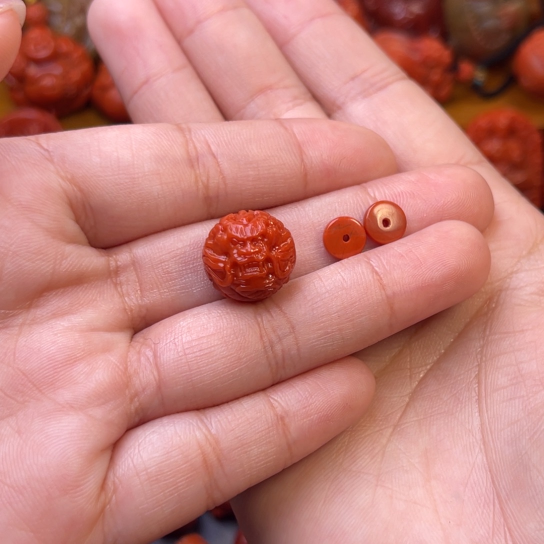 欢****南红玛瑙未镶嵌川料瓦西14mm尺寸龙珠