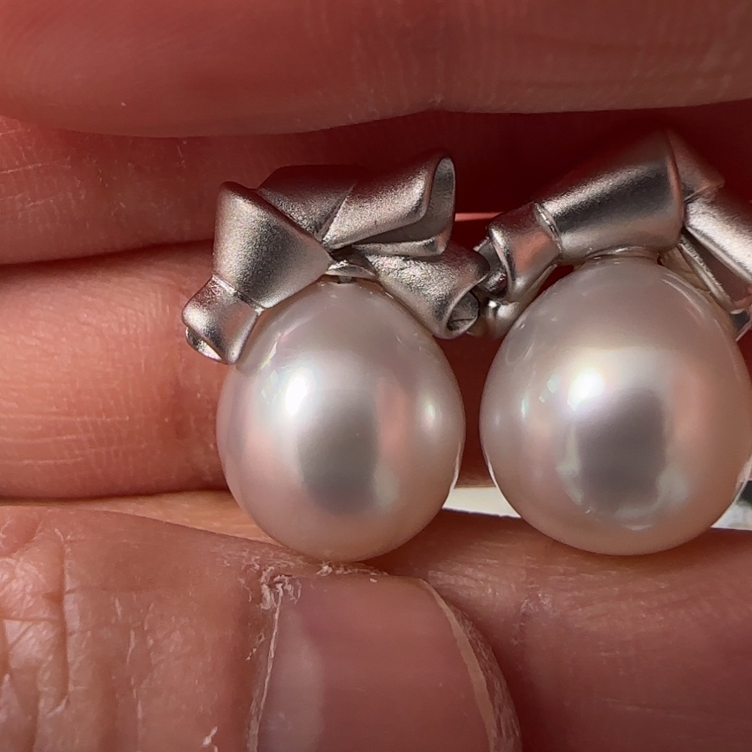 海水珍珠耳饰银S925镶嵌