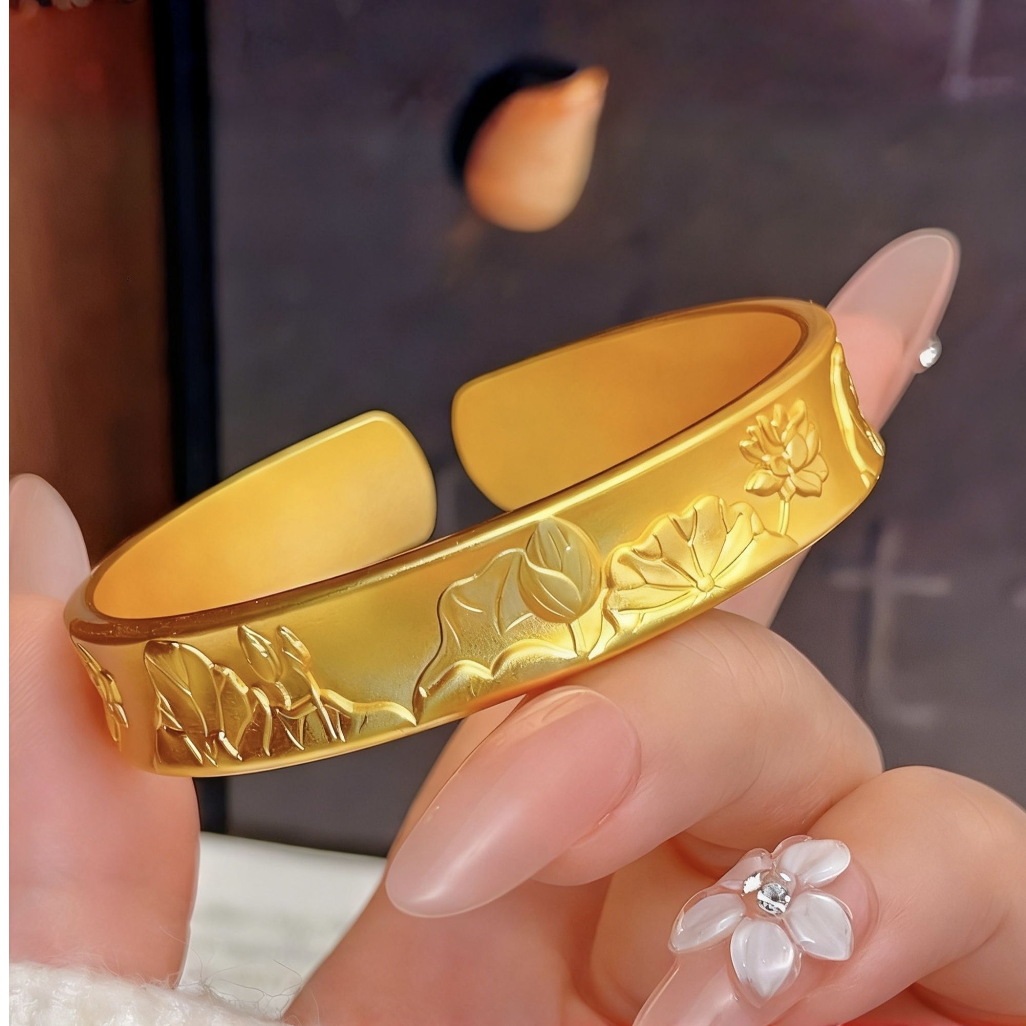 【苏苏严选】黄金足金999莲花手镯