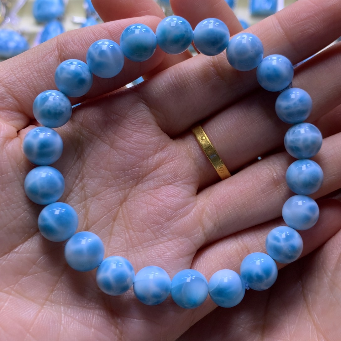 针钠钙石（海纹石）未镶嵌手串9+手串色差略异