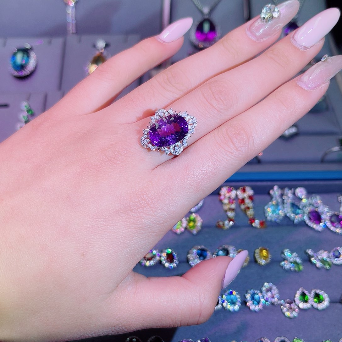 银S925镶嵌戒指紫晶