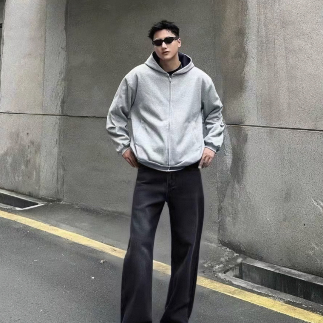 福利！重磅拼色连帽开衫卫衣 秋冬宽松男女同款休闲外套