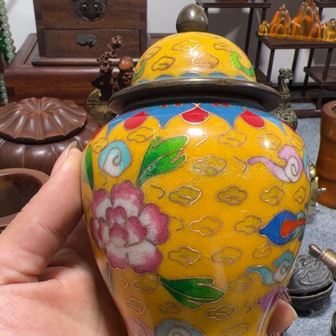 m***z摆件杏核景泰蓝花瓶摆件工艺品摆件