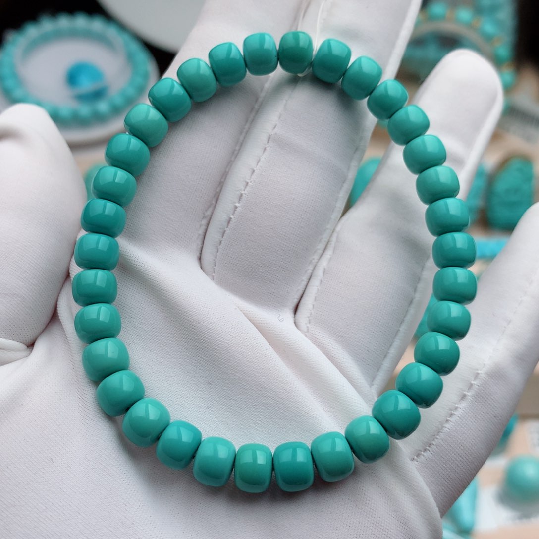 绿松石珠宝奇石未镶嵌6.7mm