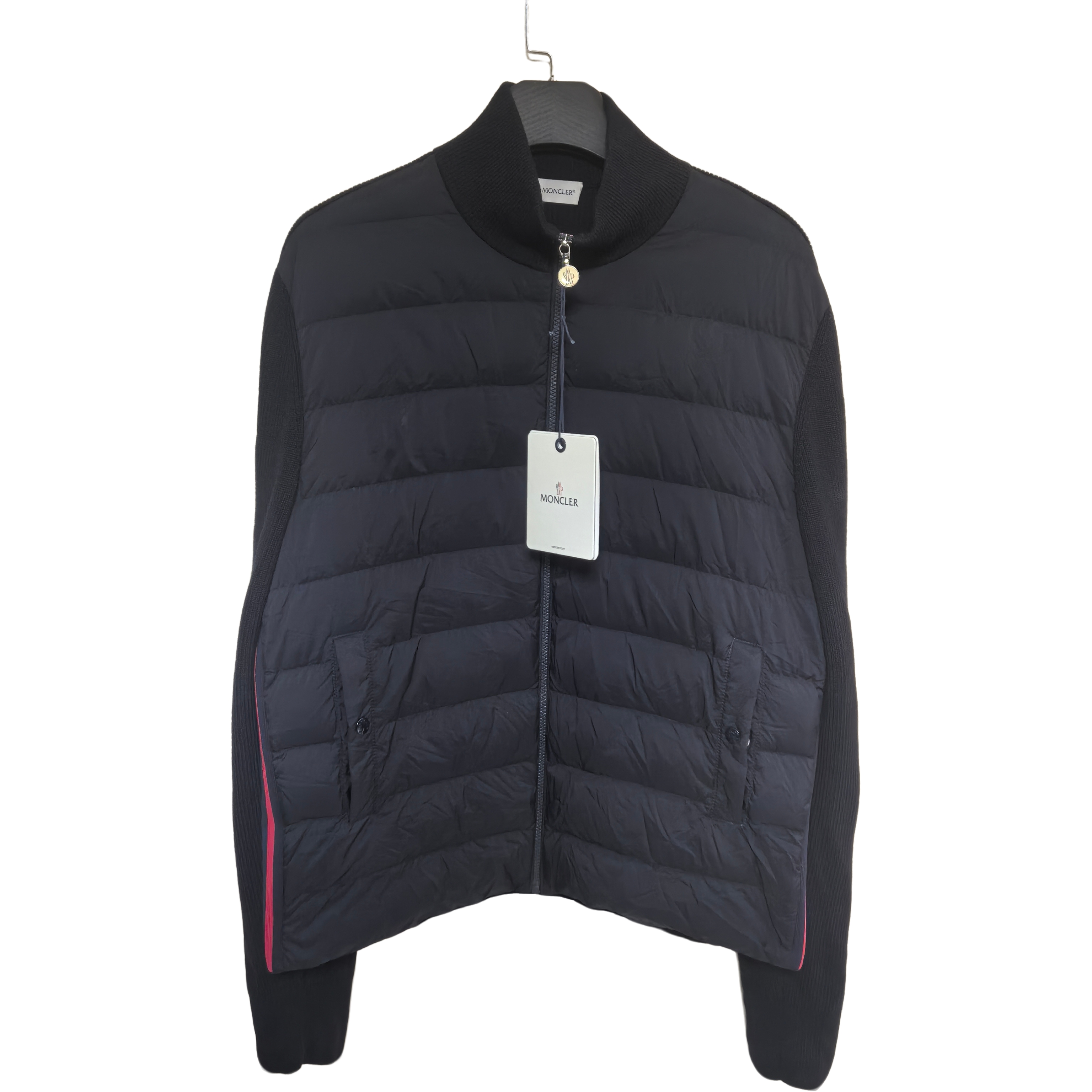 未使用 MONCLER 1227蒙口侧边刺绣羊毛拼接羽绒服/xxl/全新