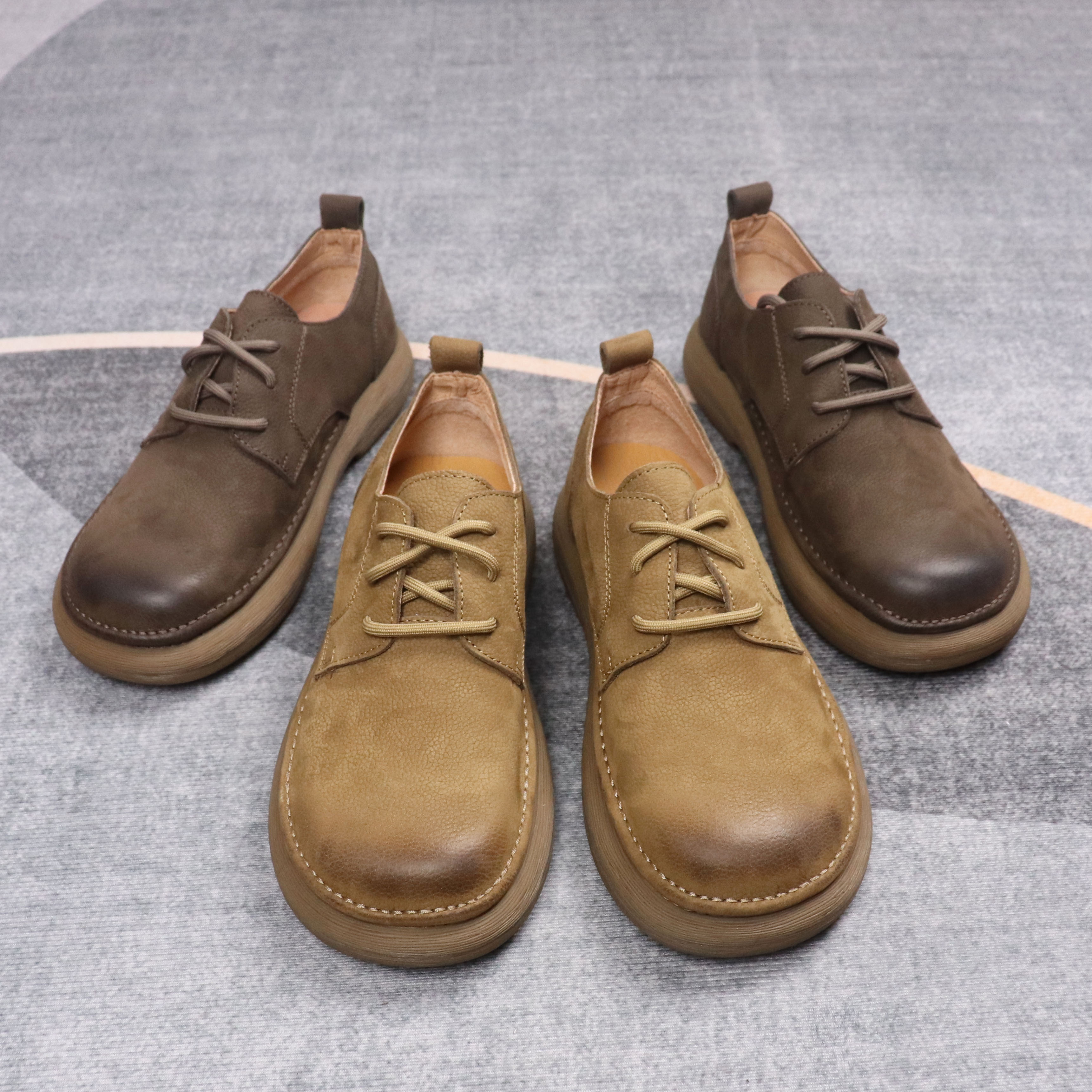 男士皮鞋真皮四季通用休闲复古男鞋软皮软底时尚百搭鞋子男厚底鞋