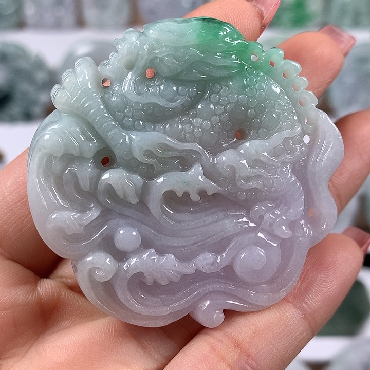 翡翠未镶嵌颈饰仿古龙行天下两面工艺福利