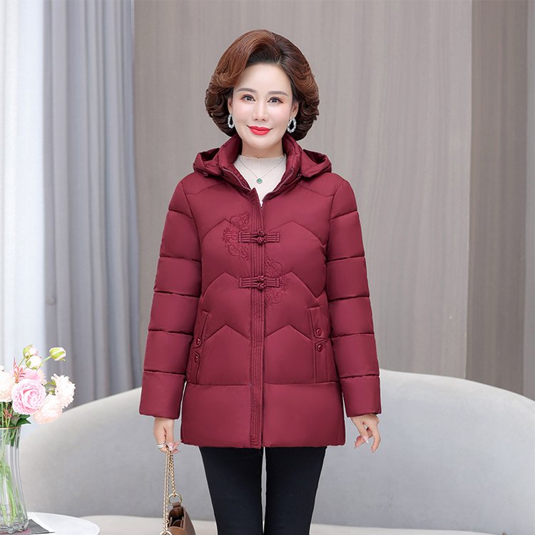 中老年女装冬季中老年女棉服棉衣中老年保暖洋气时尚连帽宽松Q