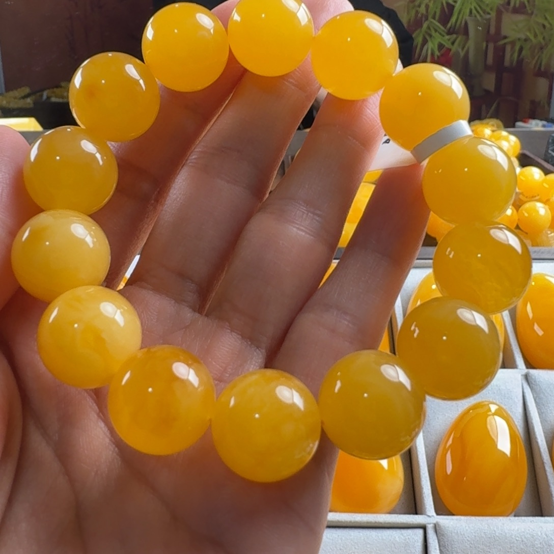 蜜蜡毛衣链9K金镶嵌用****9