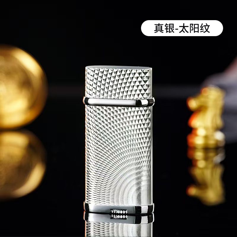 BD8052 真银-巴黎钉 砂轮斜火打火机