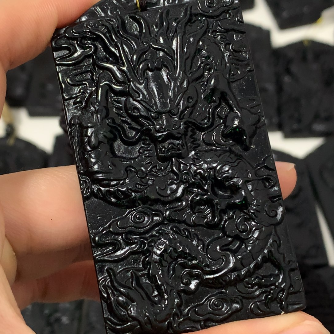 天然缅甸a货钢琴黑挂件