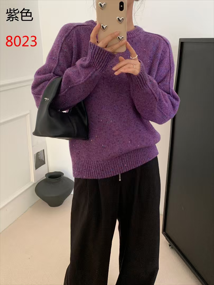 9206圆领宽松感显瘦软糯针织毛衣秋冬套头针织衫上衣