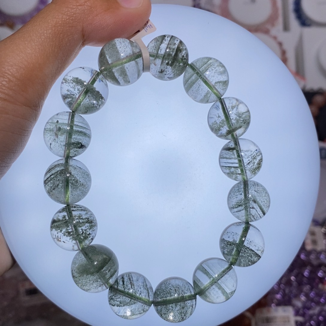 【闪购商品】水晶手链未镶嵌巴西绿幽灵14.7mm