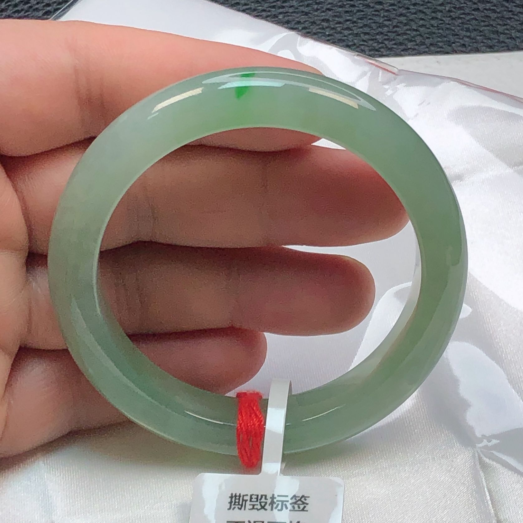 12942缅甸天然翡翠a货手镯53圈老坑水润飘绿玉镯女款少女妈妈时尚