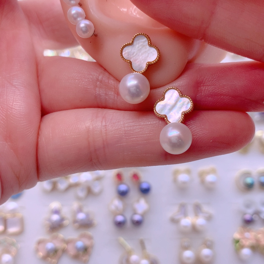 合金耳饰淡水珍珠