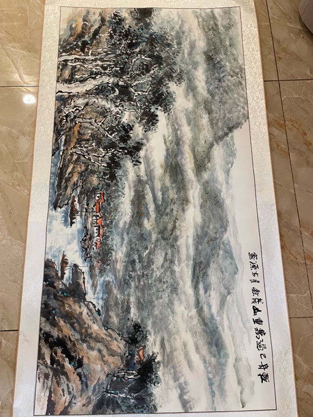 刘方源 山水 轻舟已过万重山（78*180）办公室沙发背景墙会议室挂画