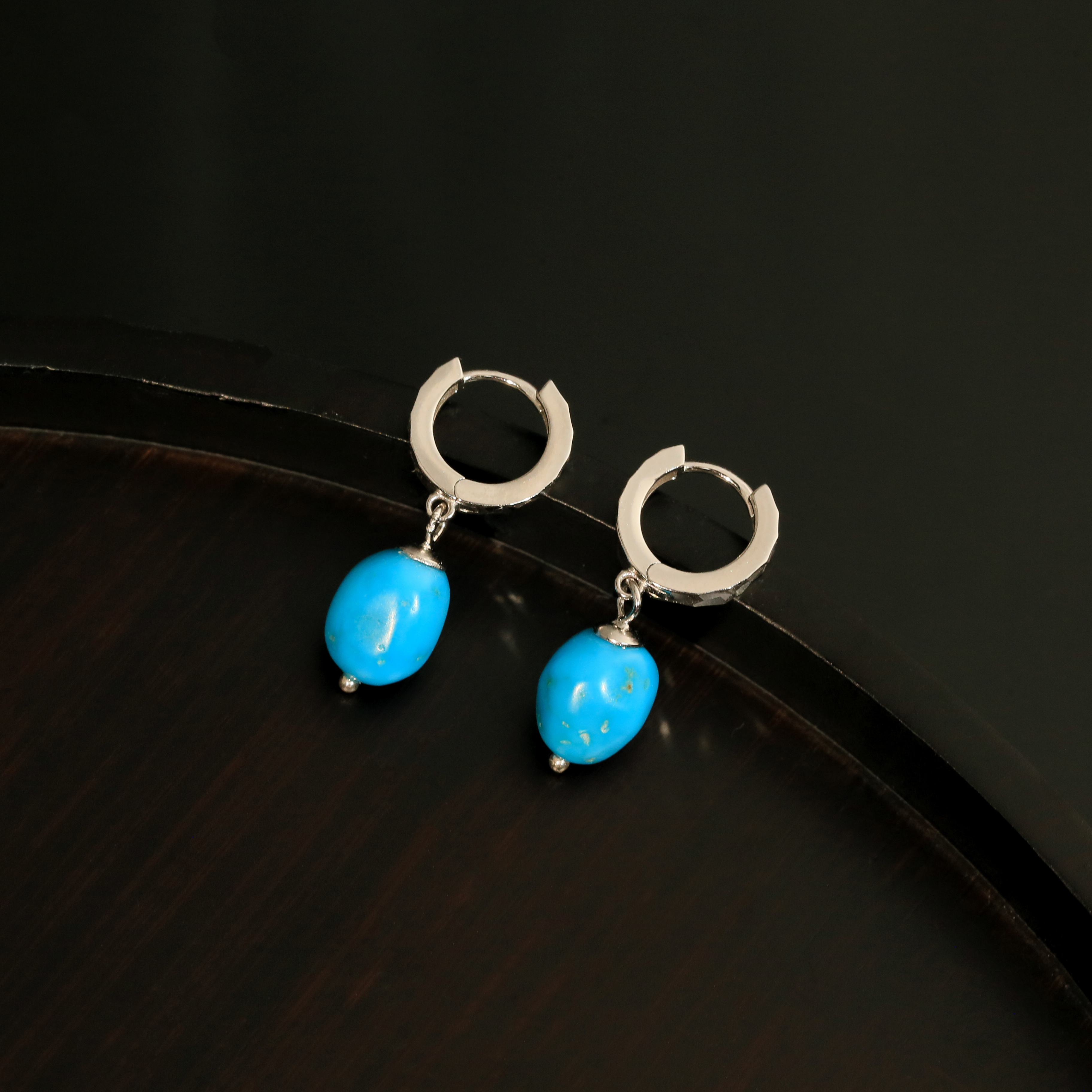 【CC专属】安曼博S925绿松石随形车花耳扣4-15mm XZ0954BZ