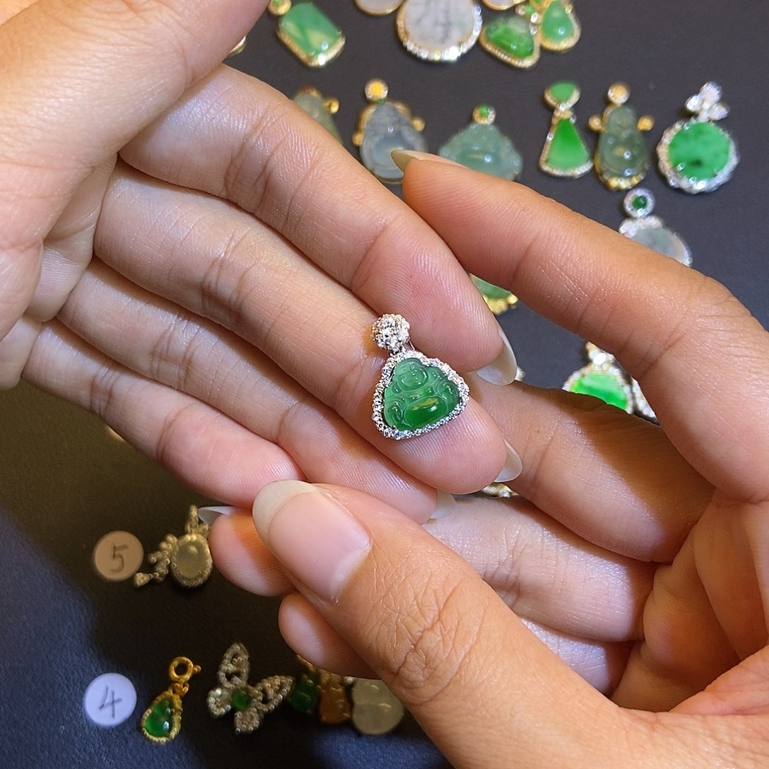 翡翠银S925镶嵌吊坠(不含链)