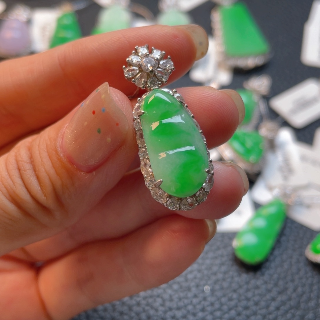 翡翠银S925镶嵌吊坠(不含链)