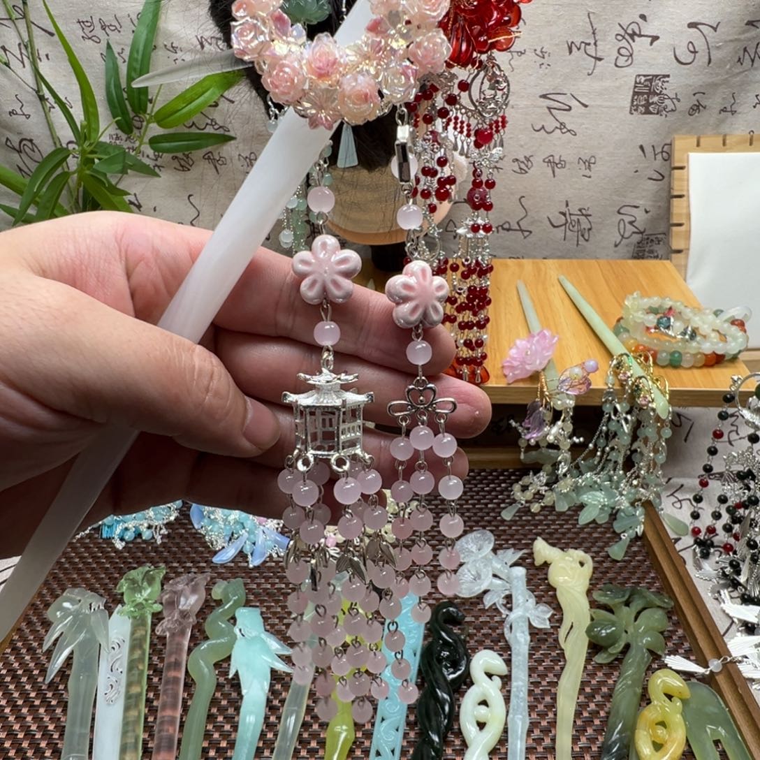 蛇纹石玉合金发饰