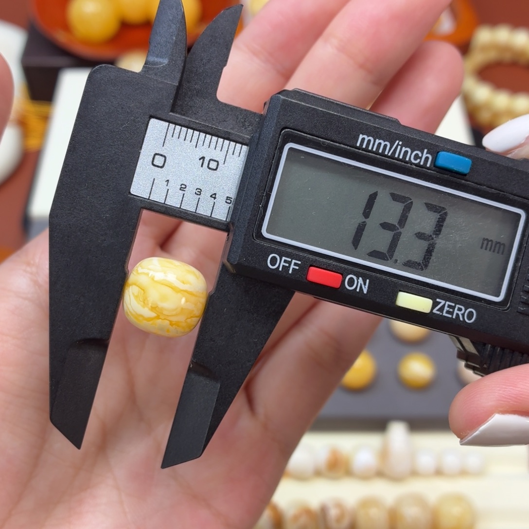 琥珀未镶嵌珠宝奇石焦皮虎皮纹老型13.3mm