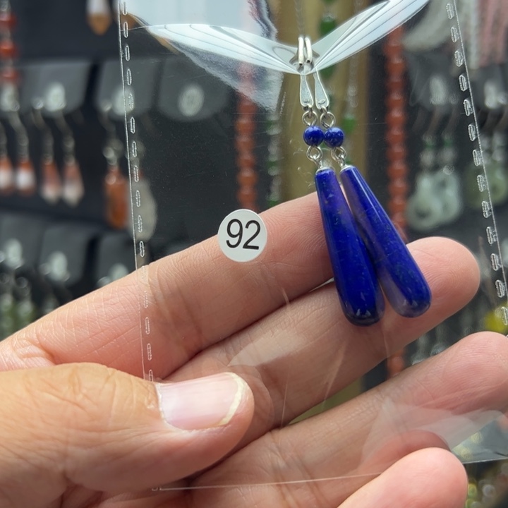 阳***露银S925镶嵌青金石耳饰