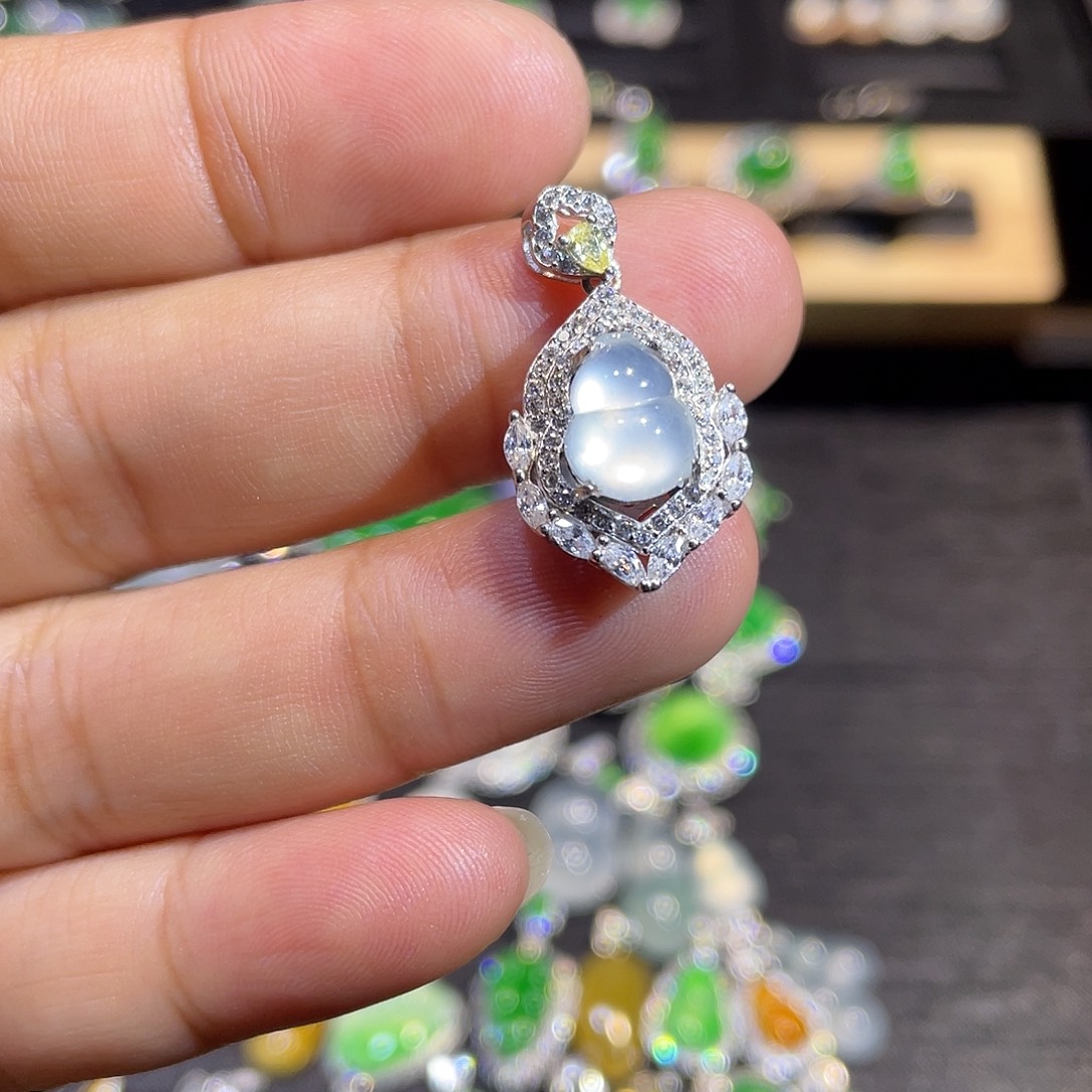 翡翠银S925镶嵌吊坠(不含链)