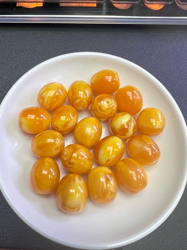 天然蜜蜡散珠 金绞蜜小枣珠A139 14*16mm 3颗（赠弹力线）