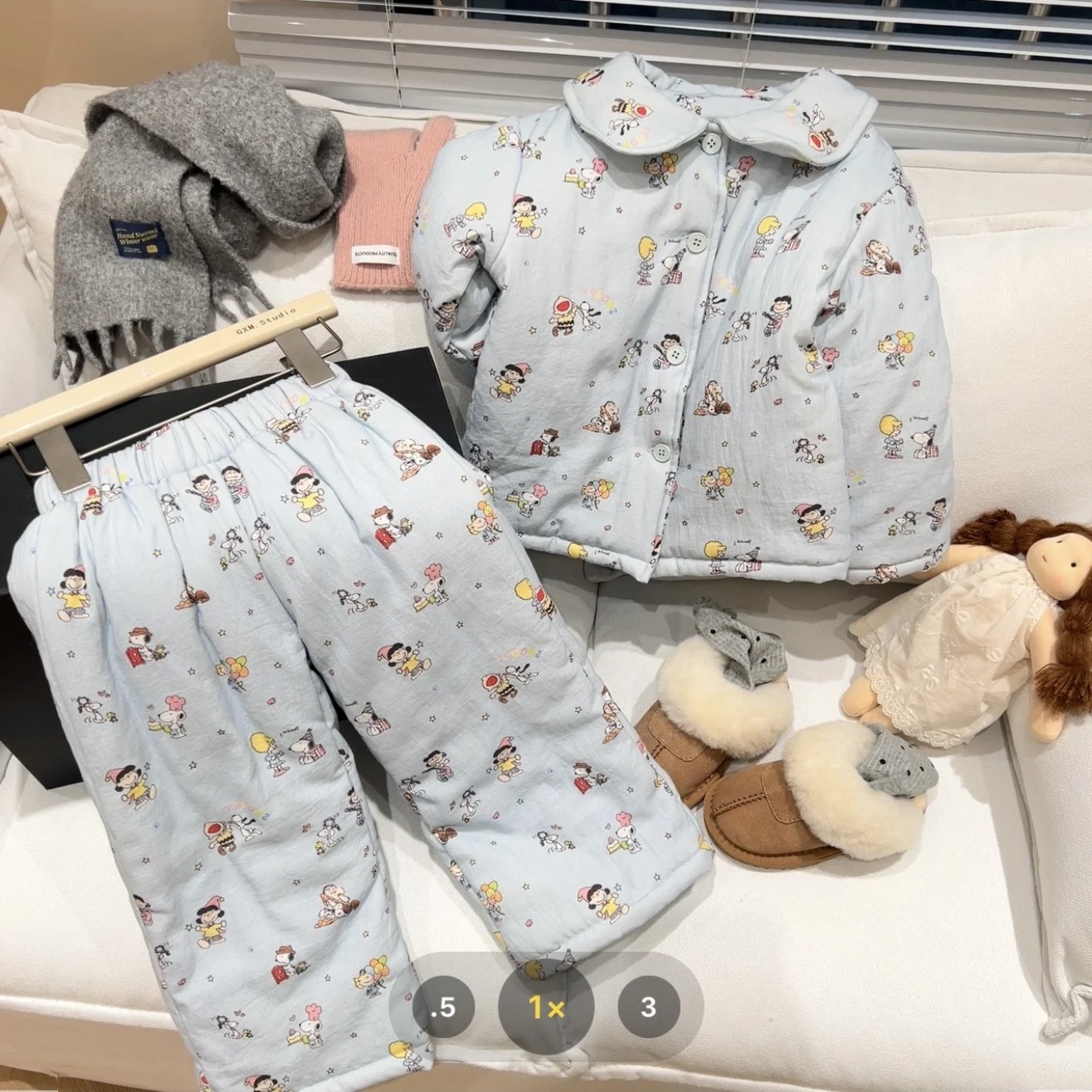 韩国童装女童加厚夹棉卡通家居服套装2025冬季新款儿童韩版百搭