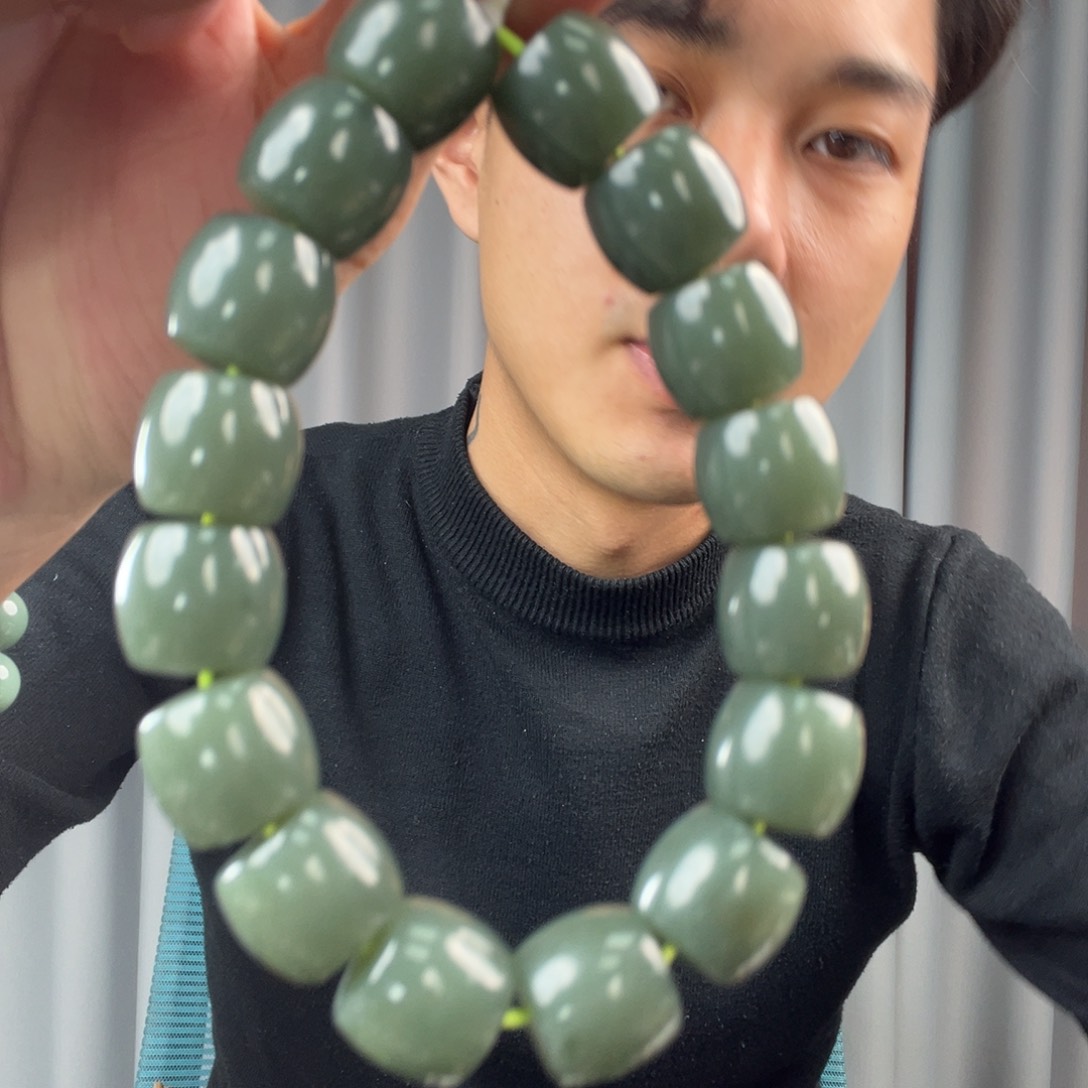 和田玉手链未镶嵌纯天然和田玉14mm