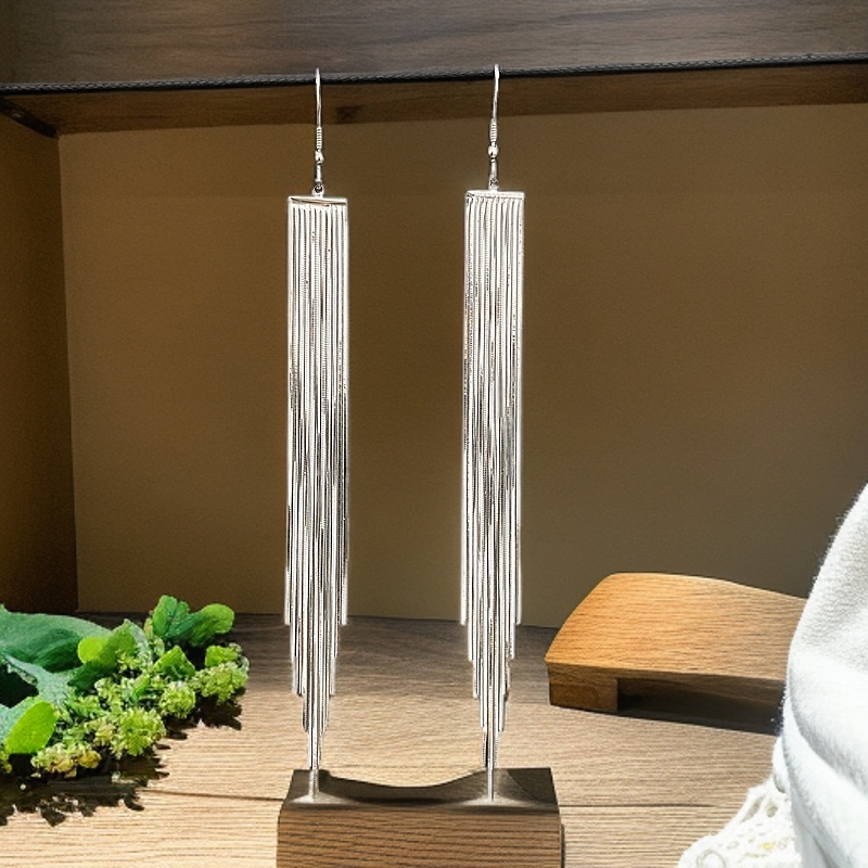 925银耳饰 《七牌银楼》纯银流苏气质轻奢百搭设计感长款耳坠