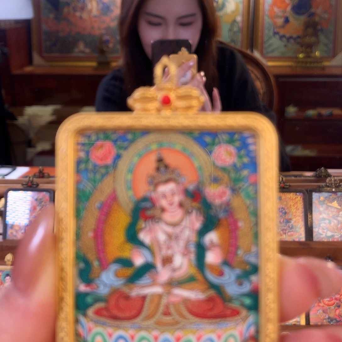 不***果吊坠热贡纯手绘唐卡大势至